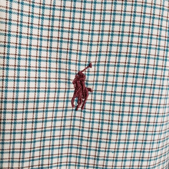 Ralph Lauren Mens Shirt Medium Button Long Sleeve Multicolor Plaid Brown Pony - Picture 6 of 9